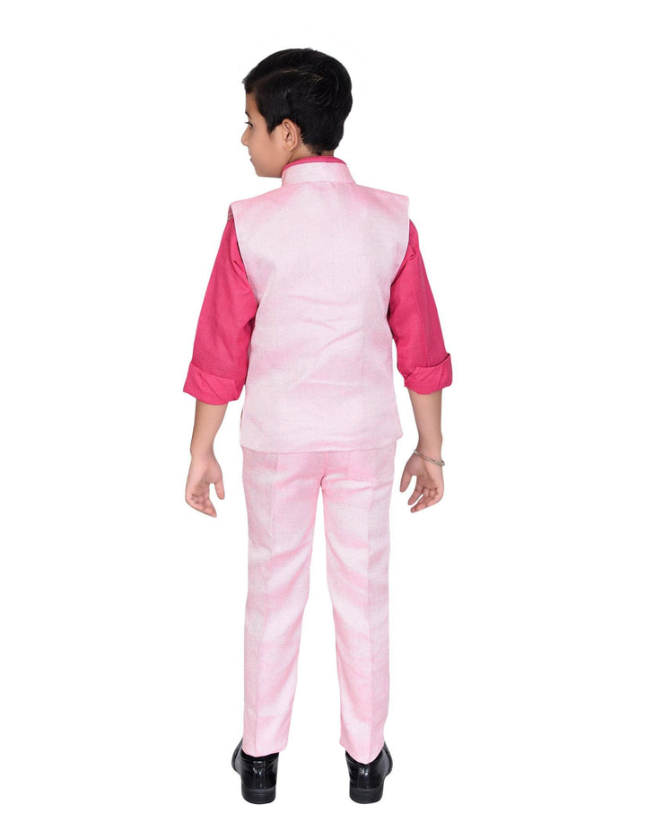 Ahhaaaa Boy's Ethnic Wear Waistcoat Shirt Tie and Pant Set - ahhaaaa.com