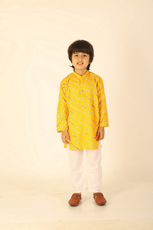 Ahhaaaa Kids Ethnic Cotton Printed Kurta Pyjama Set for Boys