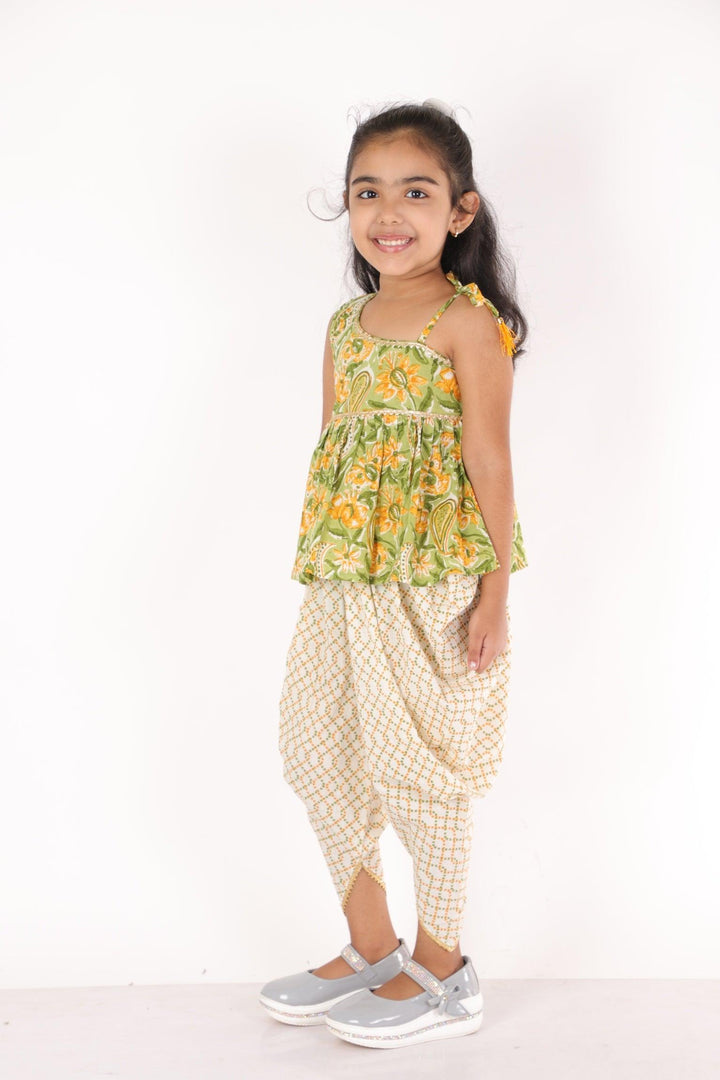 Ahhaaaa Cotton Floral Print Kurti-Pajama Set for Girls - ahhaaaa.com