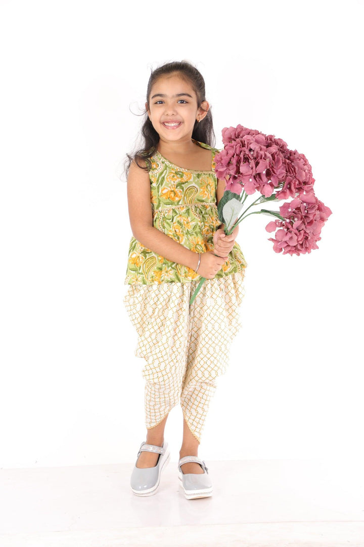 Ahhaaaa Cotton Floral Print Kurti-Pajama Set for Girls - ahhaaaa.com