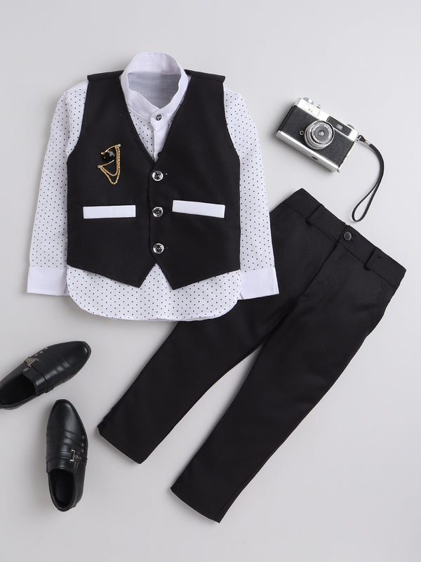 Ahhaaaa Boy's Cotton Waistcoat Shirt and Pant Set for Kids (Formal Sets)