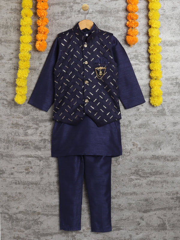 Ahhaaaa Kids Ethnic Indo Western Sherwani and Pyjama Set for Boys