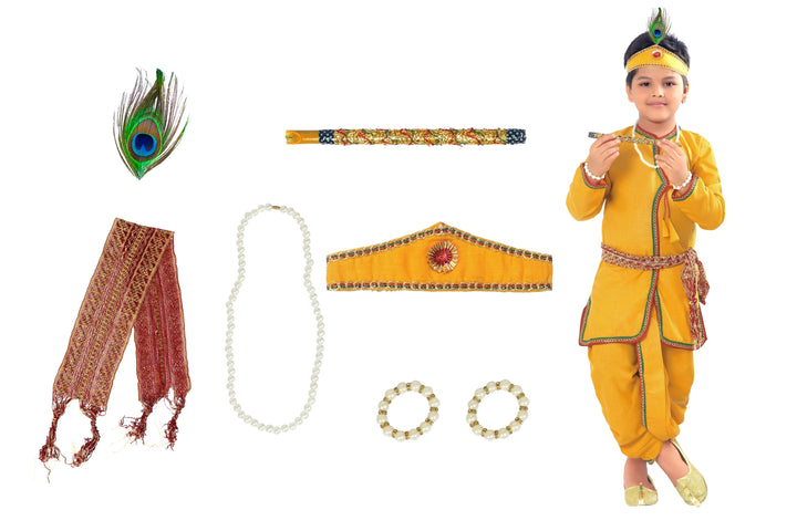 ahhaaaa Kids Ethnic Yellow Krishna Dress For Boys - ahhaaaa.com