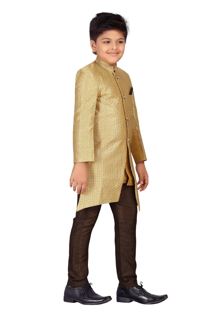 Ahhaaaa Ethnic Cotton Silk Sherwani and Pyjama for boys - ahhaaaa.com