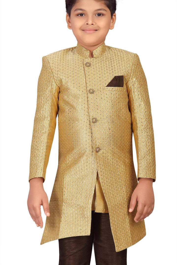 Ahhaaaa Ethnic Cotton Silk Sherwani and Pyjama for boys - ahhaaaa.com