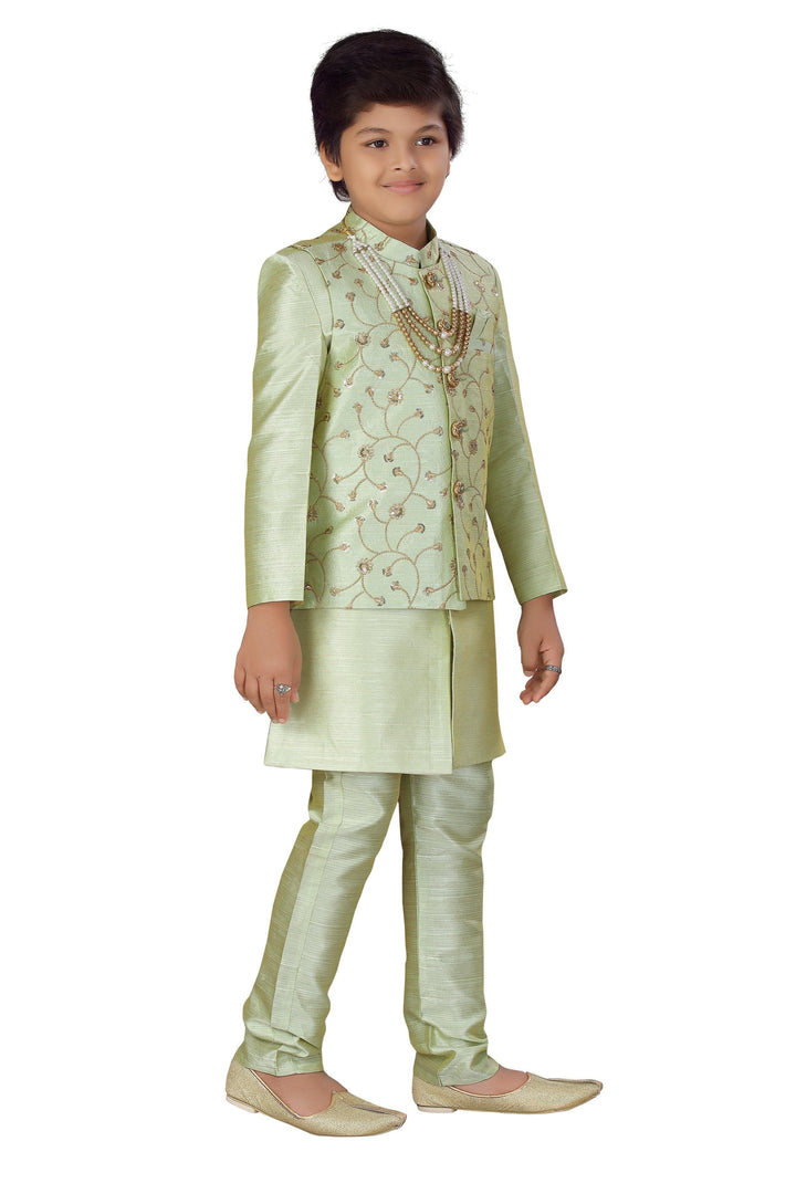 Ahhaaaa Boys' Banarasi Silk Sherwani (Clothing Set) - ahhaaaa.com