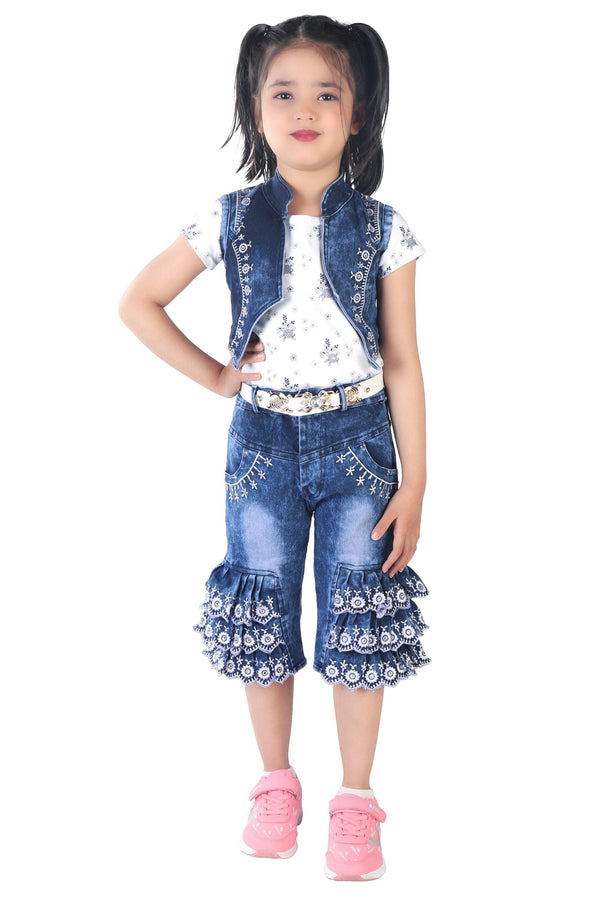 Fancy Denim Dungaree Dress Set For Girls – Lagorii Kids