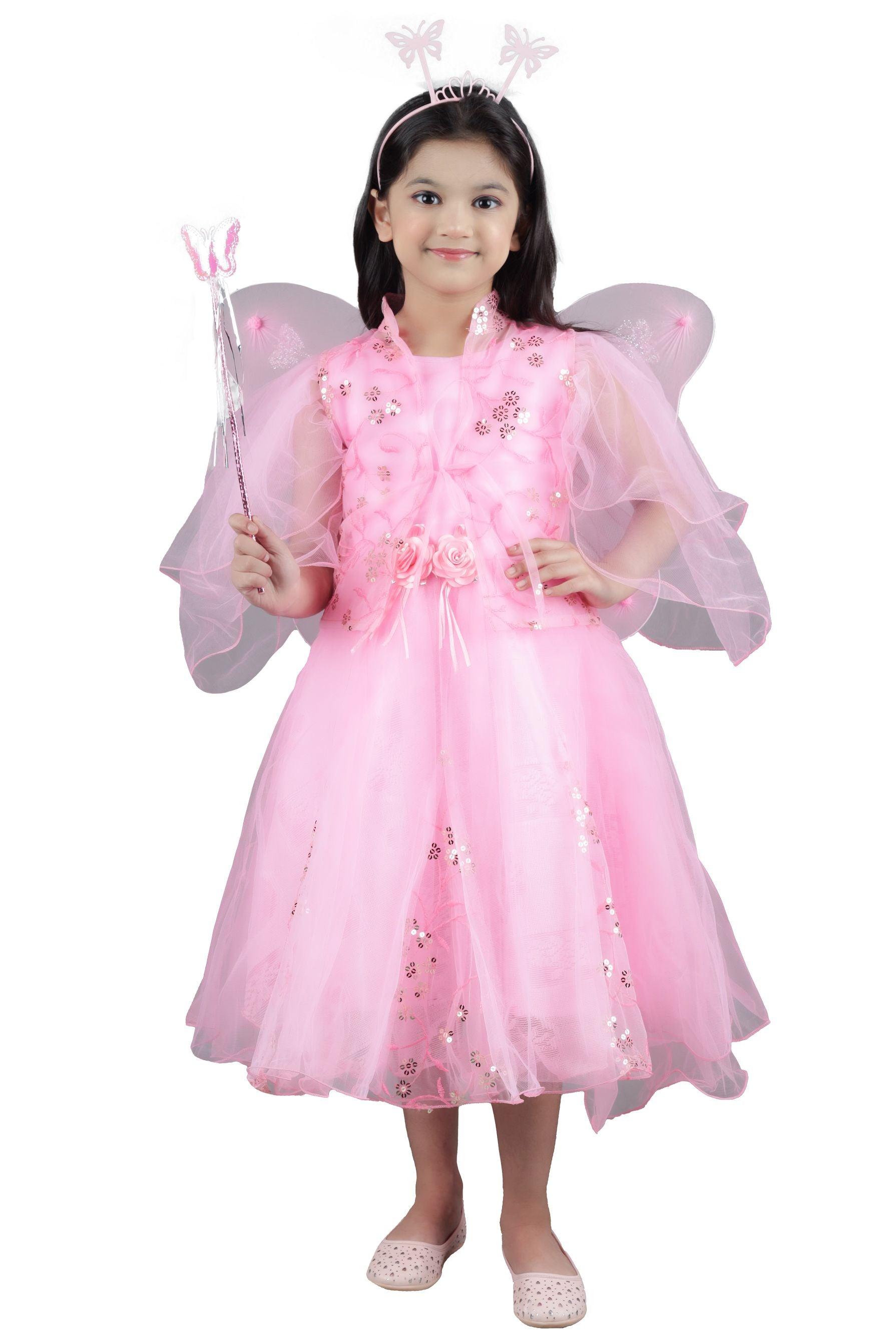 Girls Net Frock Angel Pari Dress|Party/Festive Designer Fairy Frock (6-9  Months, Pink) : Amazon.in: Clothing & Accessories