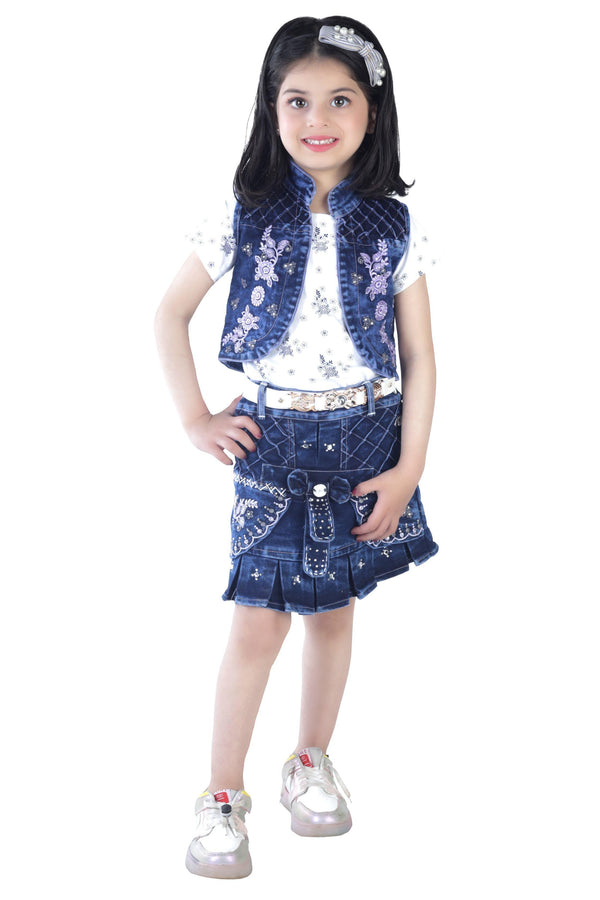 Fancy Denim Dungaree Dress Set For Girls – Lagorii Kids