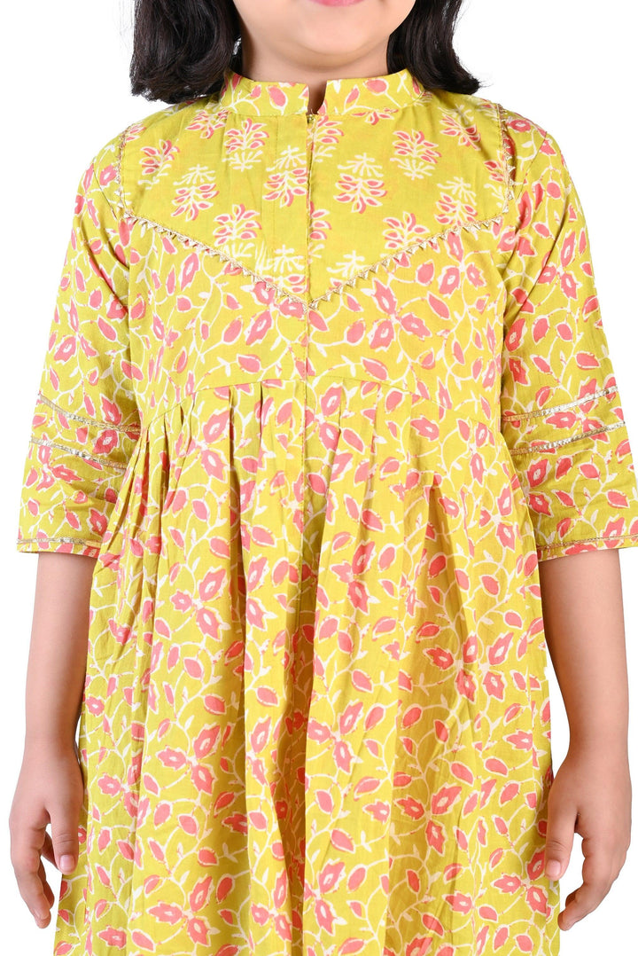 Ahhaaaa Kids Ethnic Cotton Jaipuri Print  Kurti and Sharara Set for Baby Girls - ahhaaaa.com