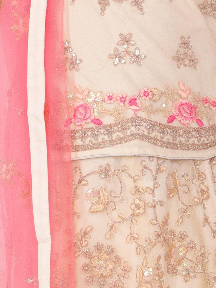 Ahhaaaa Cream Heavy Embroidered Lehenga Choli Set for Girls - ahhaaaa.com