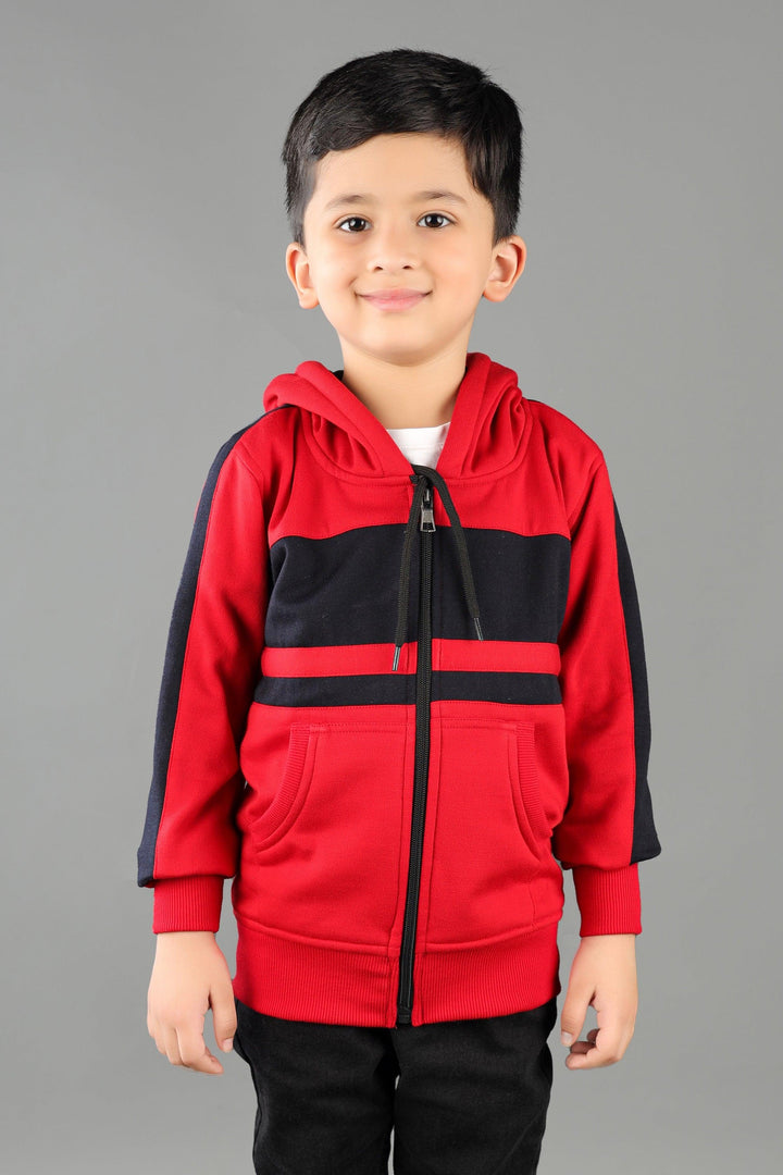 Ahhaaaa Cotton Blend Boys Zipper Hoodie Sweatshirts Red
