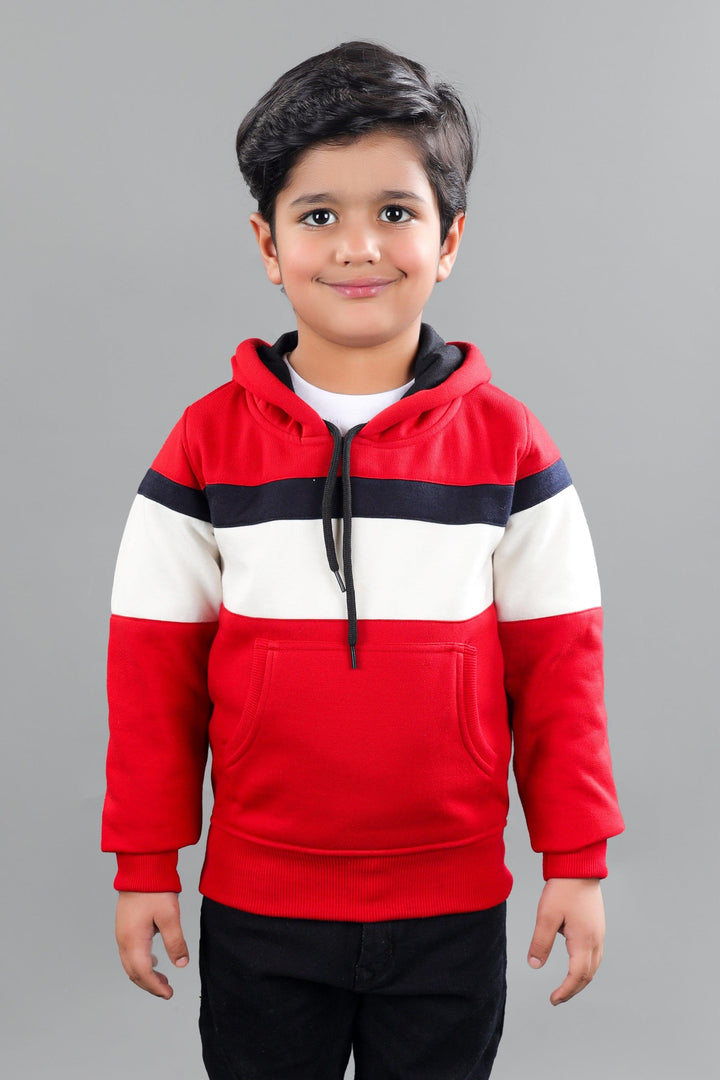 Ahhaaaa Cotton Blend Boys Zipper Hoodie Sweatshirts Red