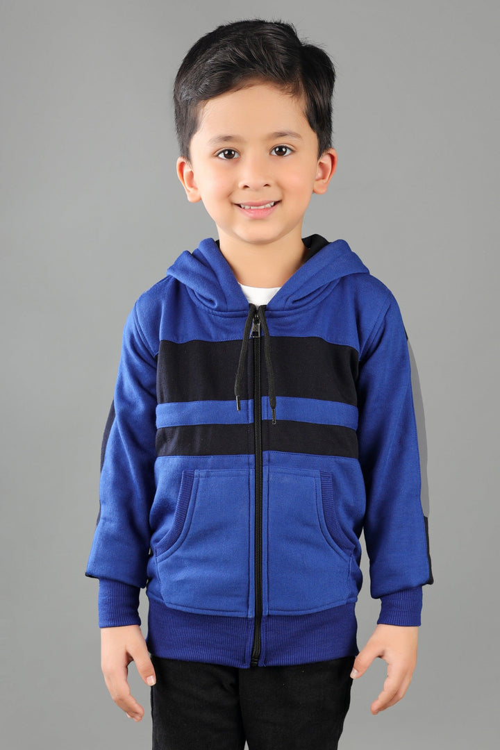 Ahhaaaa Cotton Blend Boys Zipper Hoodie Sweatshirts Blue