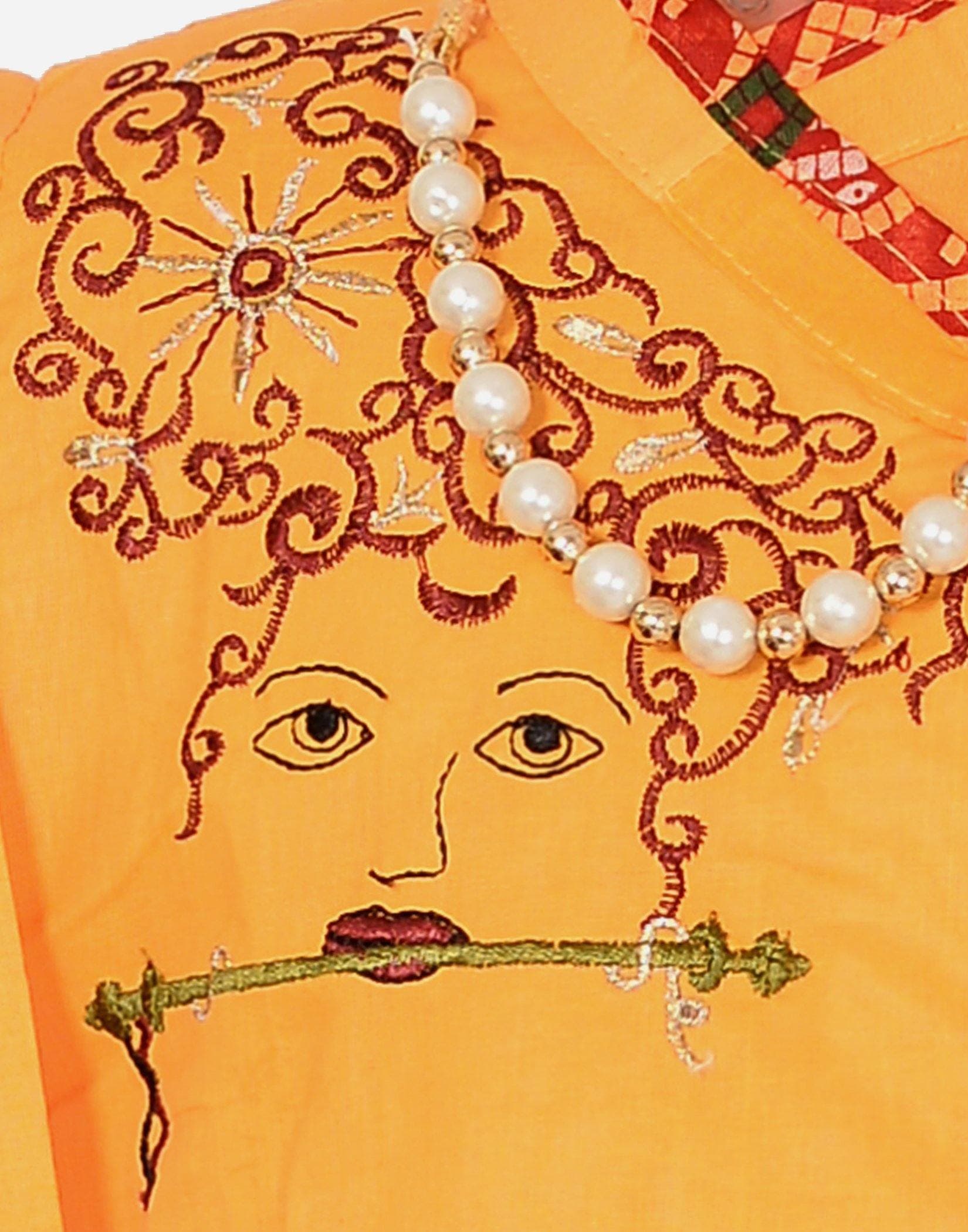 Ahhaaaa Cotton Handwork Krishna Dress Kurta with Dhoti Pant for Boys