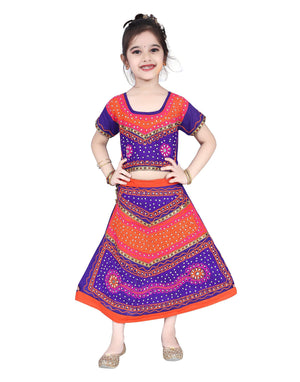 Ahhaaaa Cotton Radha Dress Lehenga Choli Chania Choli Set Baby Girls Blue