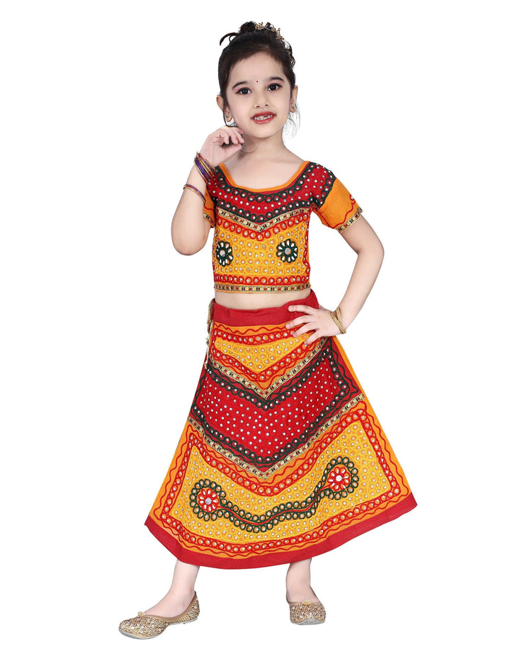 Ahhaaaa Cotton Radha Dress Lehenga Choli Chania Choli Set Baby Girls Yellow
