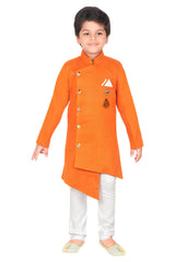 ahhaaaa ethnic wear Indo Western Kurta Pyjama Set for Boys Orange