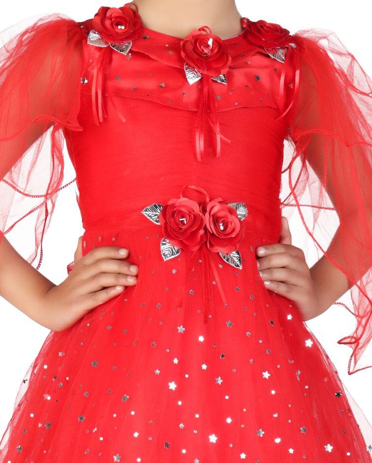Ahhaaaa GIrls Cotton A-Line Maxi Dress/Angel Pari Dress/Christmas Gown