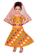 Ahhaaaa Girls Cotton Radha Dress Lehenga-Choli Chania Choli with Dupatta Set Yellow