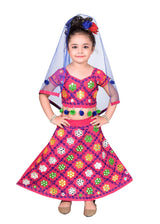Ahhaaaa Girls Cotton Radha Dress Lehenga-Choli Chania Choli with Dupatta Set Pink