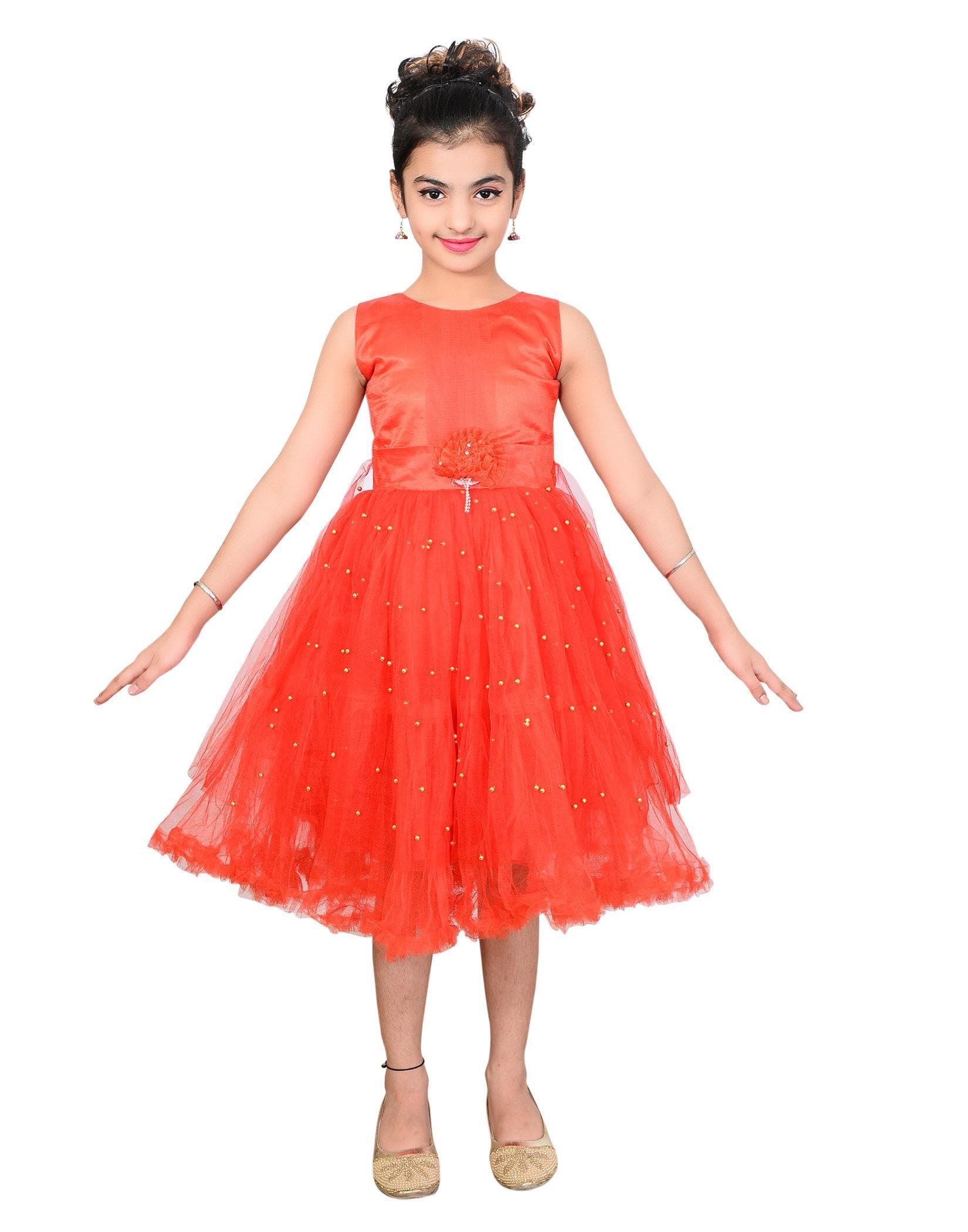 Ahhaaaa Girls' Maxi Dress (Red) Red