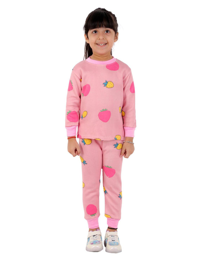 Ahhaaaa Kids Clothing Set Sweatshirt and Pyjama for Baby Girls and Boys Pink