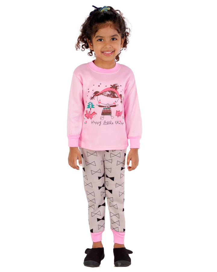 Ahhaaaa Kids Clothing Set Sweatshirt and Pyjama for Baby Girls and Boys Baby Pink