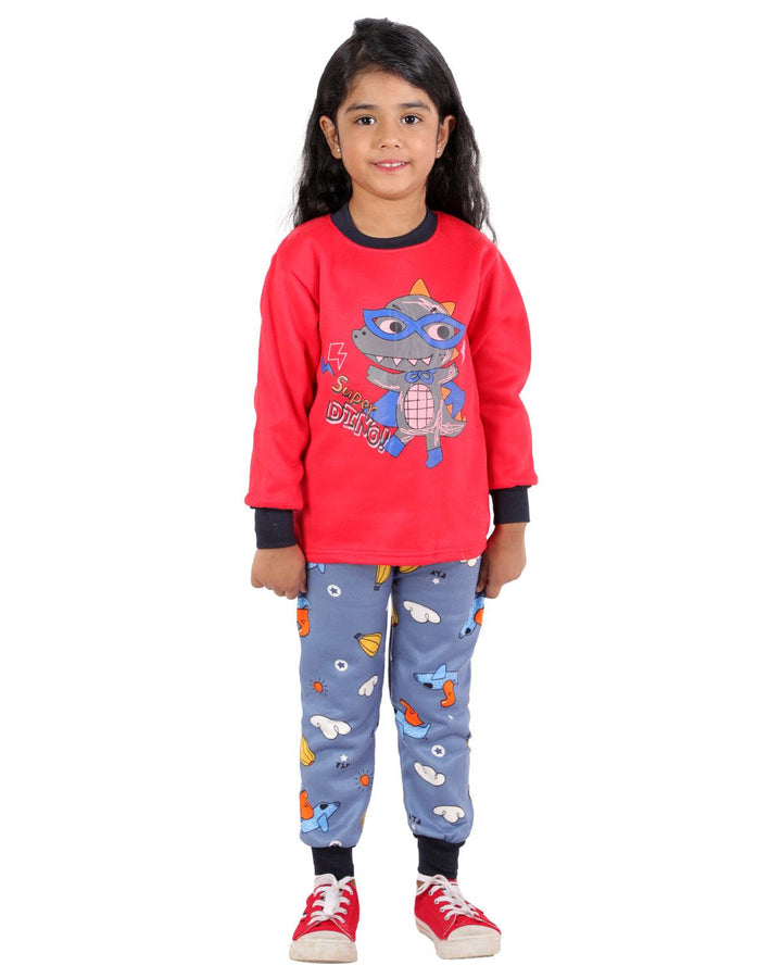 Ahhaaaa Kids Clothing Set Sweatshirt and Pyjama for Baby Girls and Boys Red