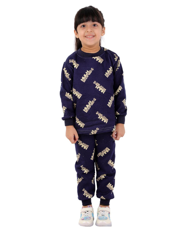 Ahhaaaa Kids Clothing Set Sweatshirt and Pyjama for Baby Girls and Boys Navy