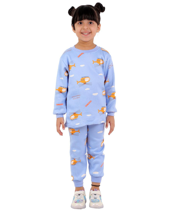 Ahhaaaa Kids Clothing Set Sweatshirt and Pyjama for Baby Girls and Boys Sky Blue