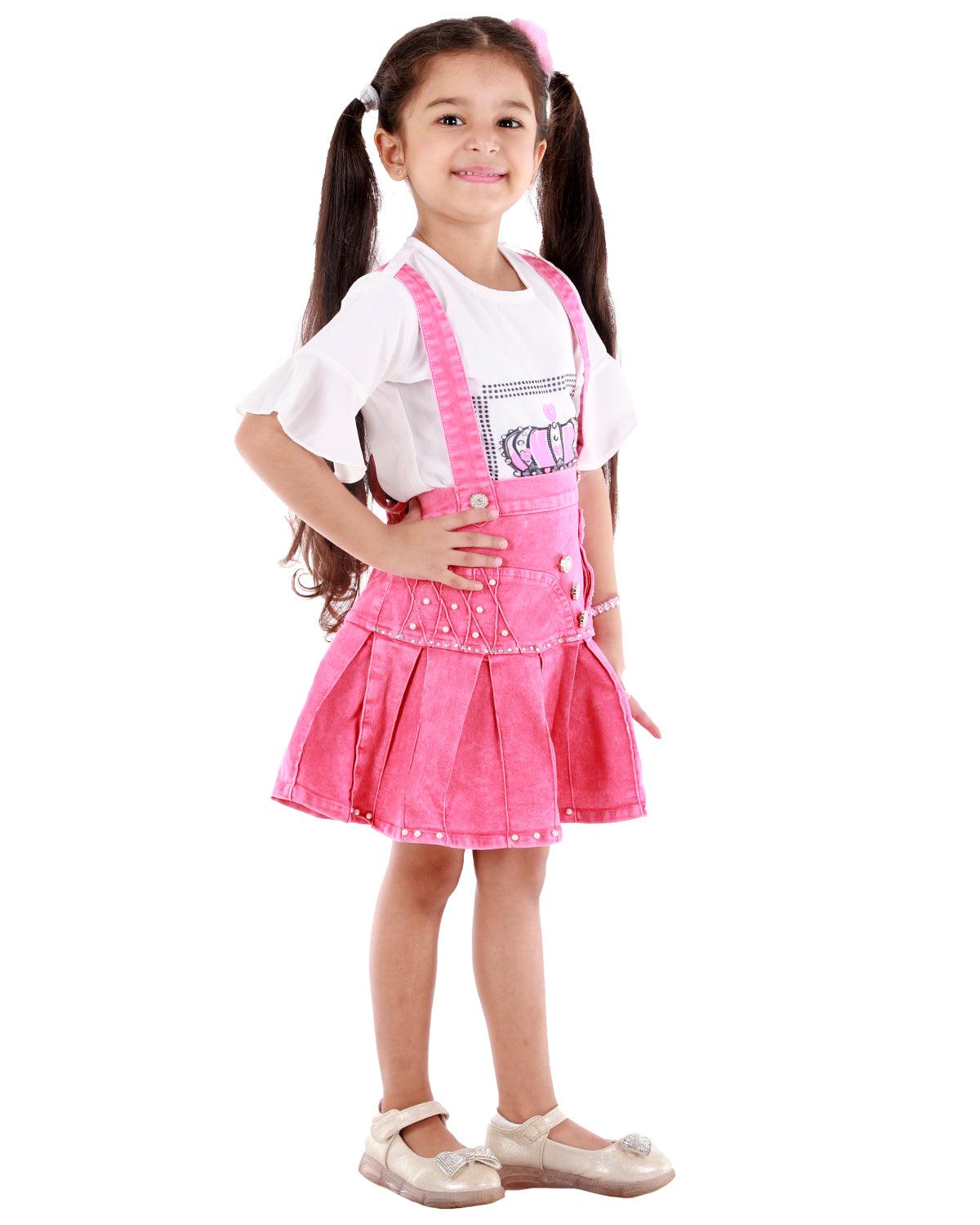 Baby Girl Girls White Jean Skirt Ahhaaaa Kids Cotton Blend Top