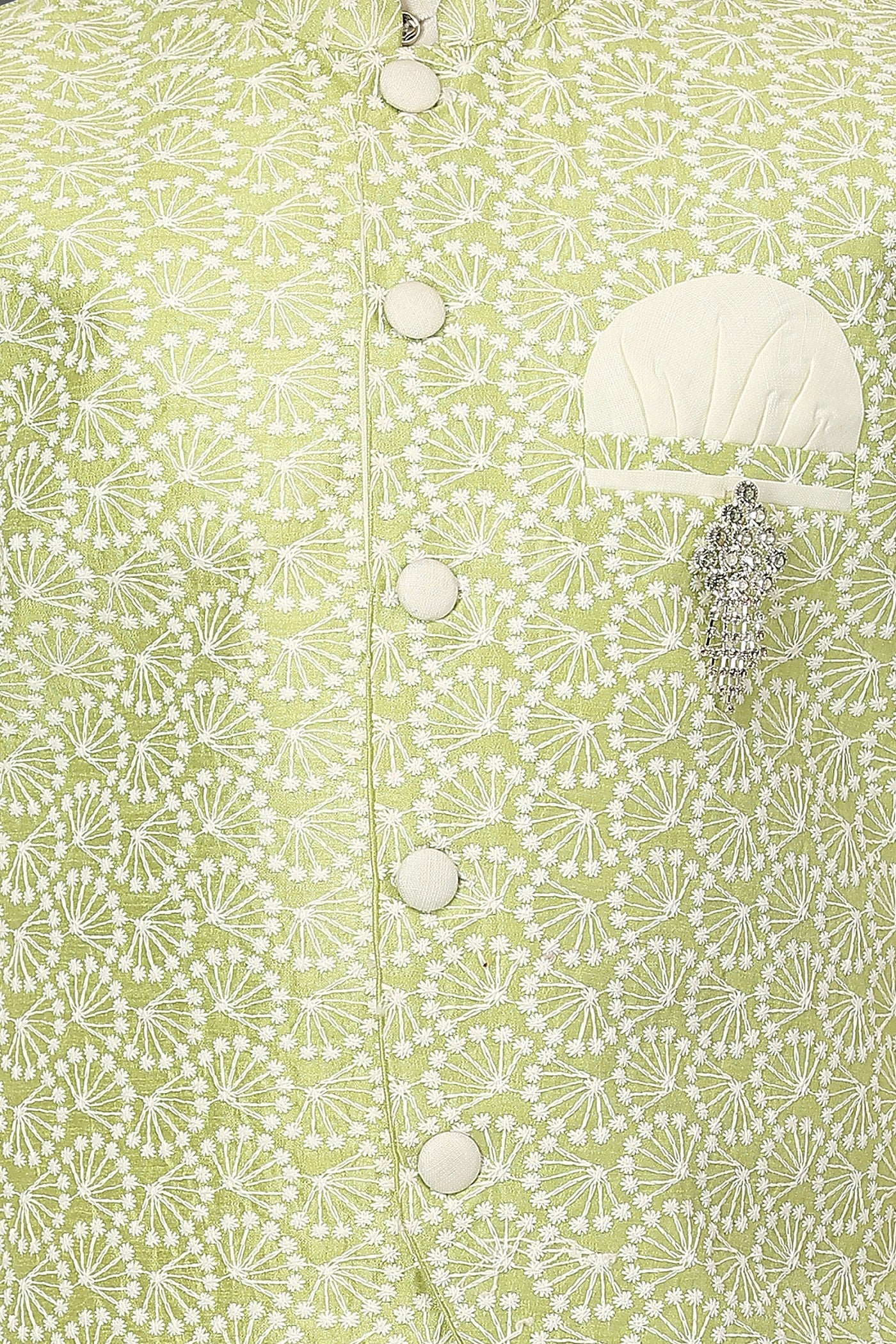 Ahhaaaa Kids Ethnic Chikankari Embroidery Waistcoat Kurta and Pajama Set For Boys