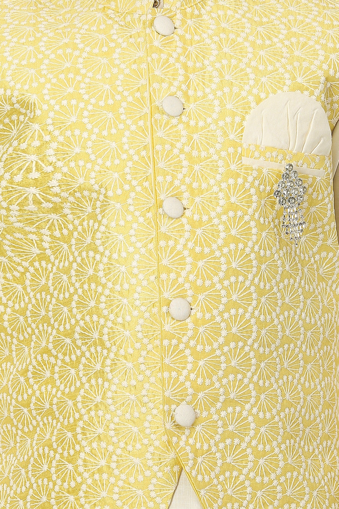 Ahhaaaa Kids Ethnic Chikankari Embroidery Waistcoat Kurta and Pajama Set For Boys