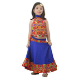 Ahhaaaa Kids Ethnic Cotton Blend Radha Dress Lehenga Choli Chania Choli Set For Baby Girls Blue