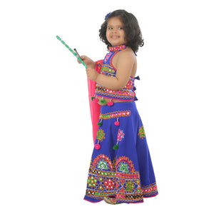 Ahhaaaa Kids Ethnic Cotton Blend Radha Dress Lehenga Choli Chania Choli Set For Baby Girls