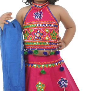 Ahhaaaa Kids Ethnic Cotton Blend Radha Dress Lehenga Choli Chania Choli Set For Baby Girls