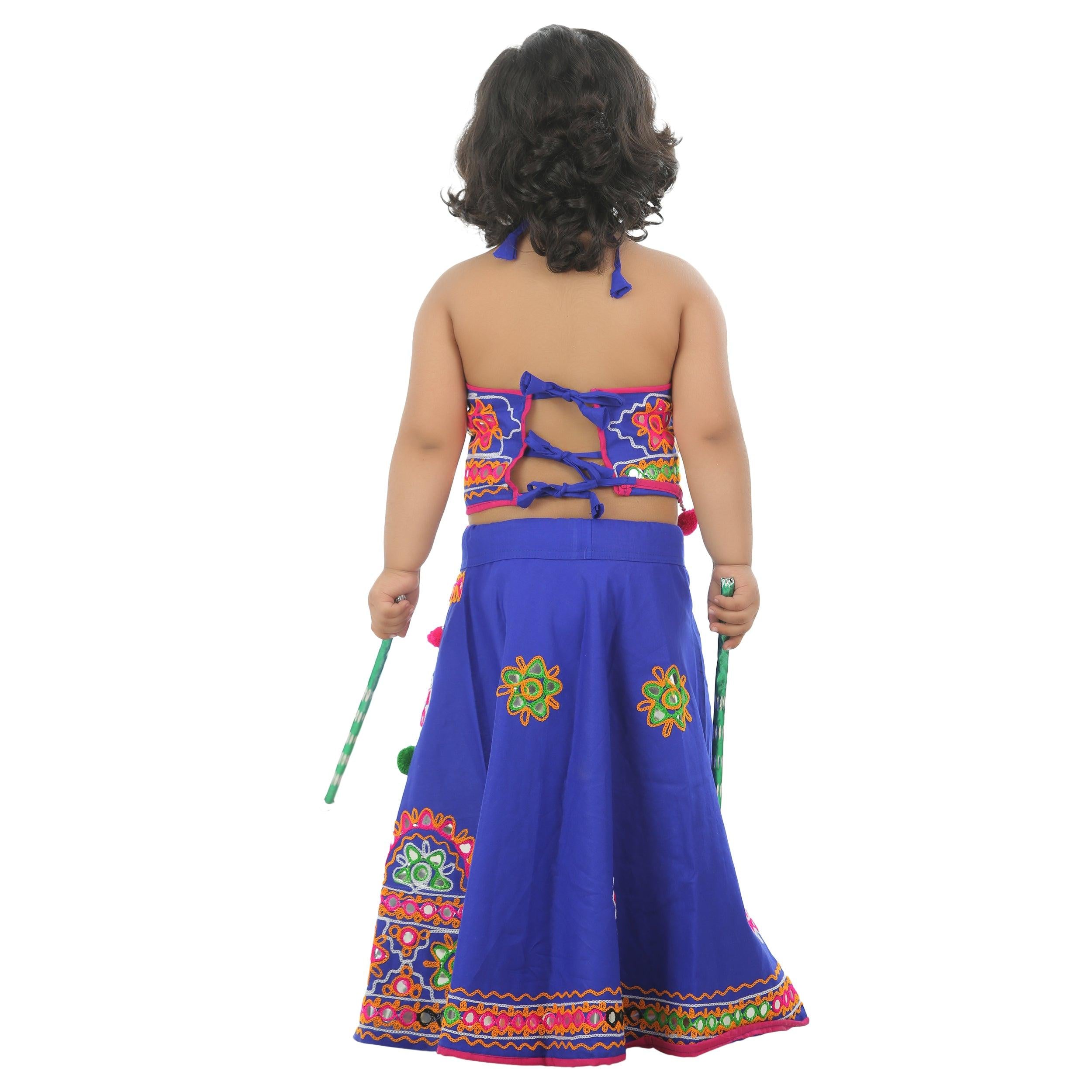 Ahhaaaa Kids Ethnic Cotton Blend Radha Dress Lehenga Choli Chania Choli Set For Baby Girls