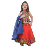 Ahhaaaa Kids Ethnic Cotton Blend Radha Dress Lehenga Choli Chania Choli Set For Baby Girls Orange