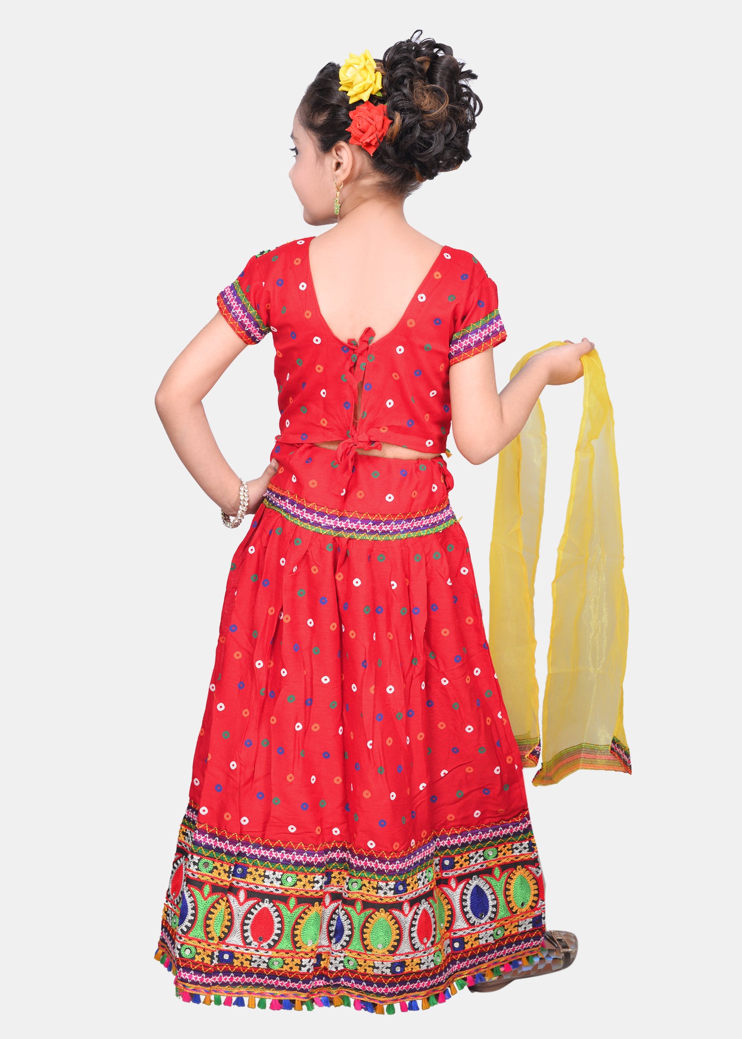 Ahhaaaa Kids Ethnic Cotton Blend Radha Dress Lehenga Choli Chania Choli Set For Baby Girls