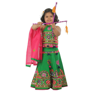 Ahhaaaa Kids Ethnic Cotton Blend Radha Dress Lehenga Choli Chania Choli Set For Baby Girls