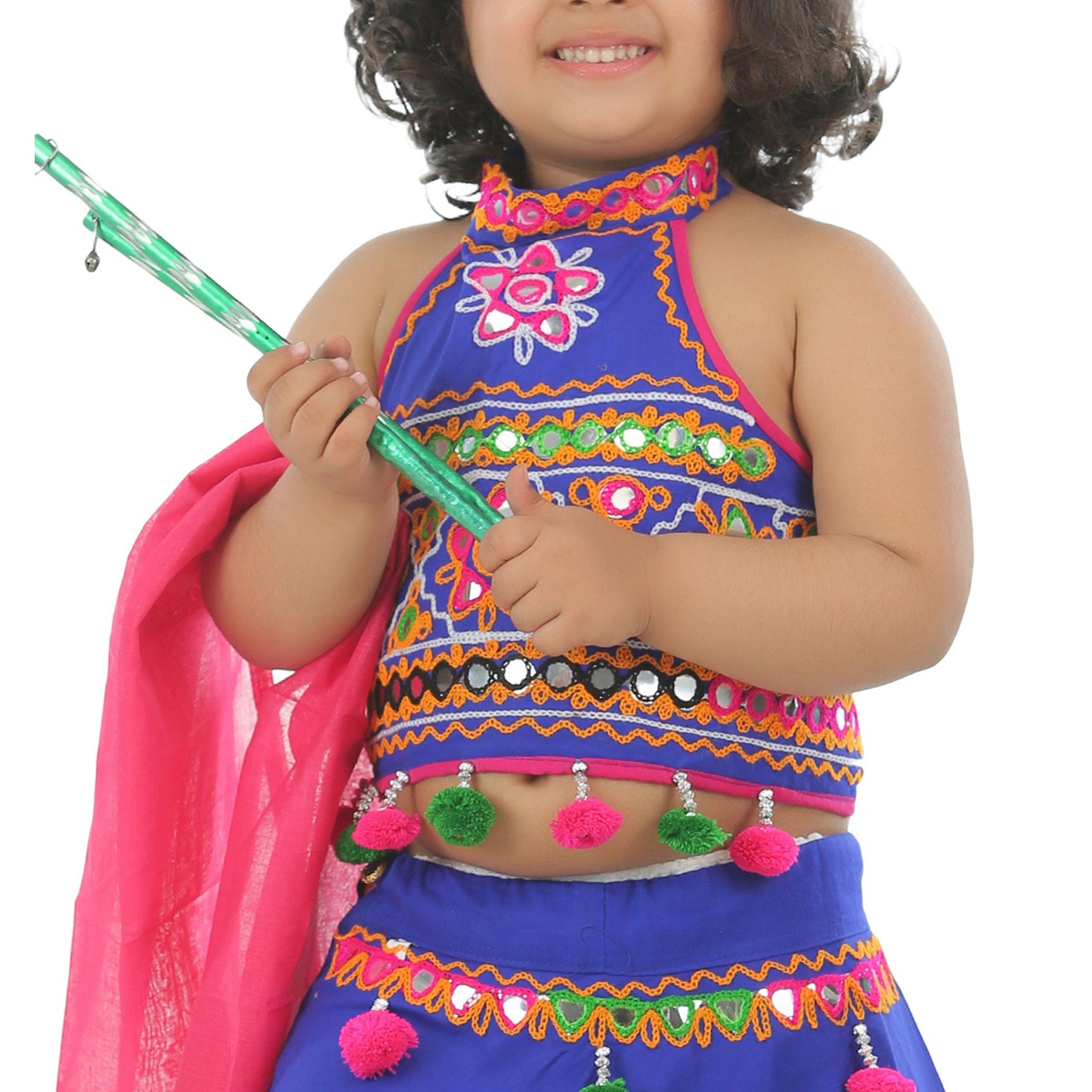 Ahhaaaa Kids Ethnic Cotton Blend Radha Dress Lehenga Choli Chania Choli Set For Baby Girls