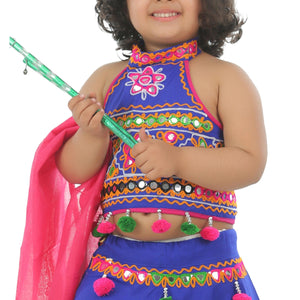Ahhaaaa Kids Ethnic Cotton Blend Radha Dress Lehenga Choli Chania Choli Set For Baby Girls