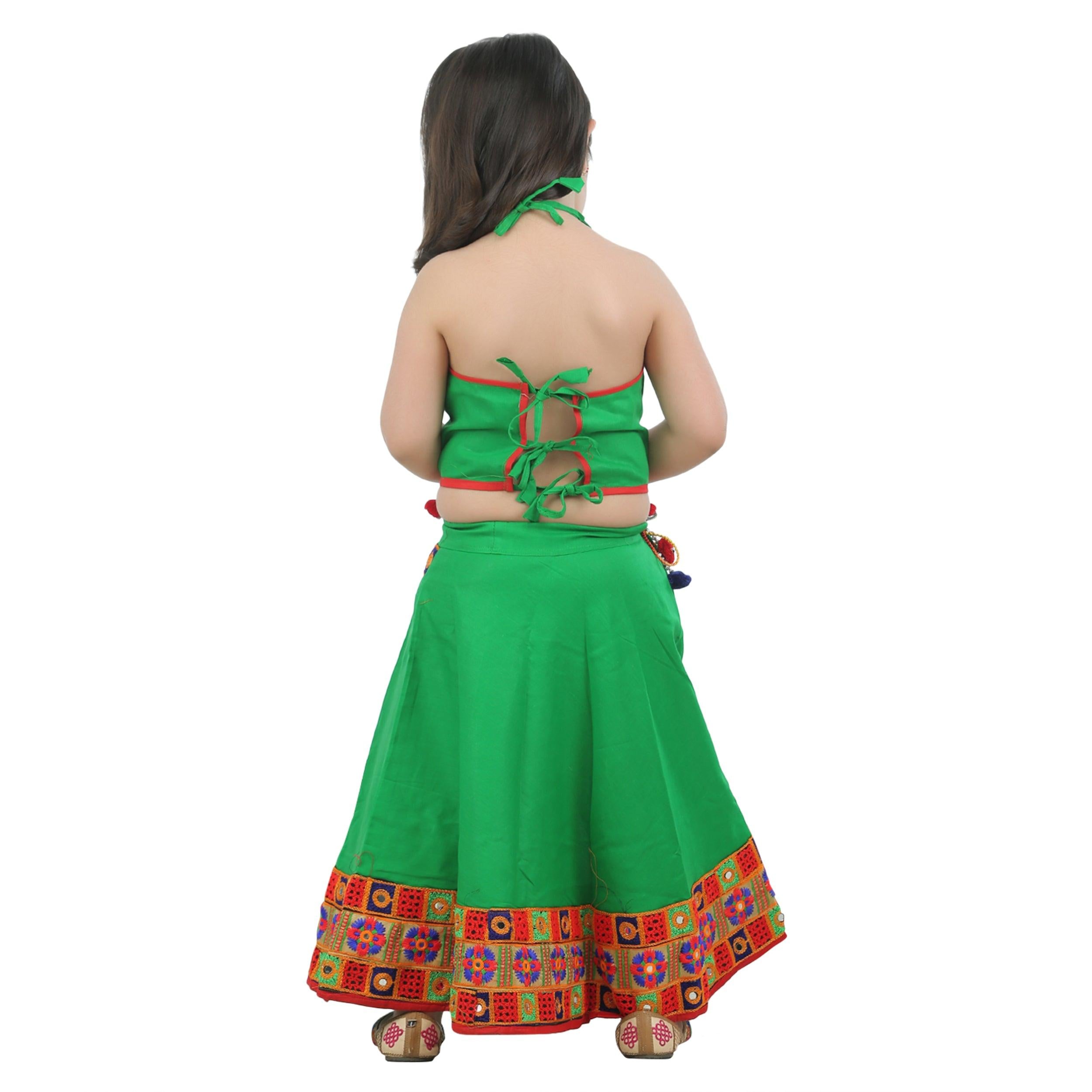 Ahhaaaa Kids Ethnic Cotton Blend Radha Dress Lehenga Choli Chania Choli Set For Baby Girls