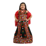 Ahhaaaa Kids Ethnic Cotton Blend Radha Dress Lehenga Choli Chania Choli Set For Baby Girls Black