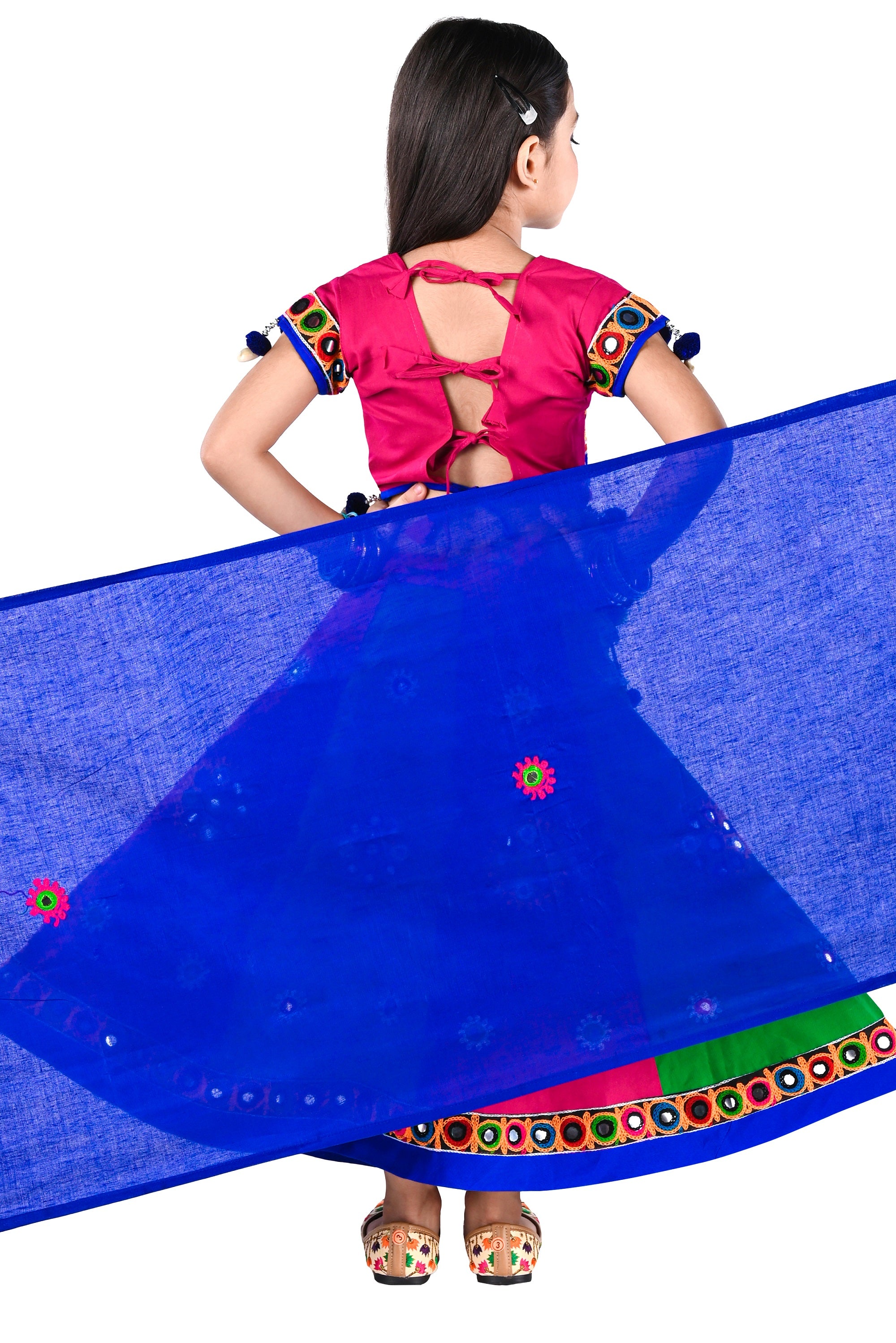 Ahhaaaa Kids Ethnic Cotton Blend Radha Dress / Lehenga Choli / Chania Choli Set For Girls