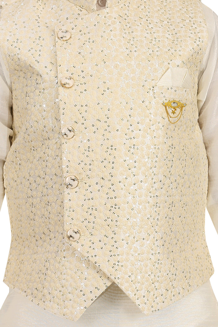 Ahhaaaa Kids Ethnic Silk Blend Waistcoat, and Kurta Pyjama Set for Boys