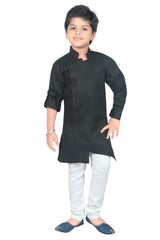 Ahhaaaa Kids Ethnic Wear Indo Western Kurta and Pyjama Set for Boys Black