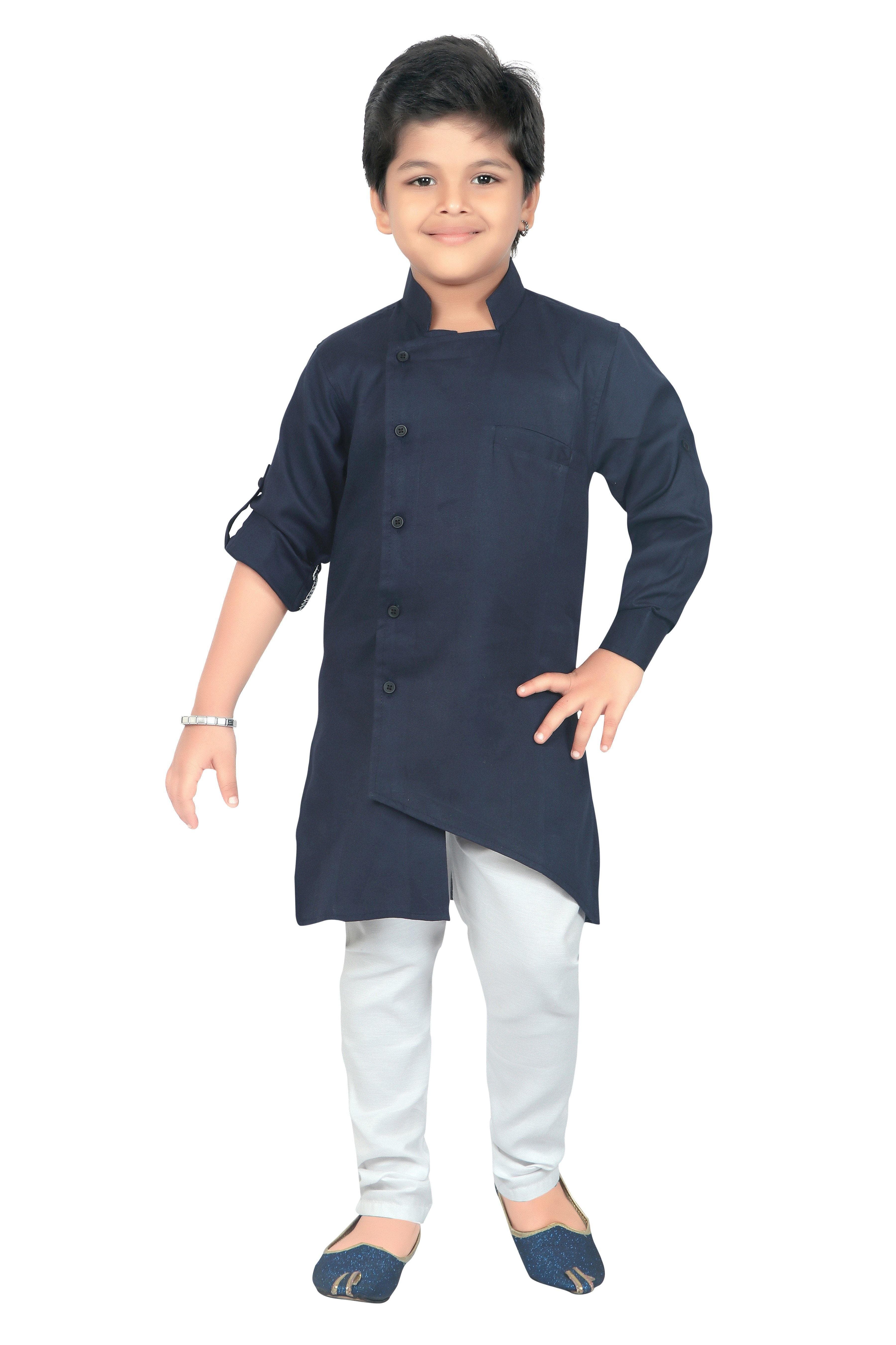 Ahhaaaa Kids Ethnic Wear Indo Western Kurta and Pyjama Set for Boys