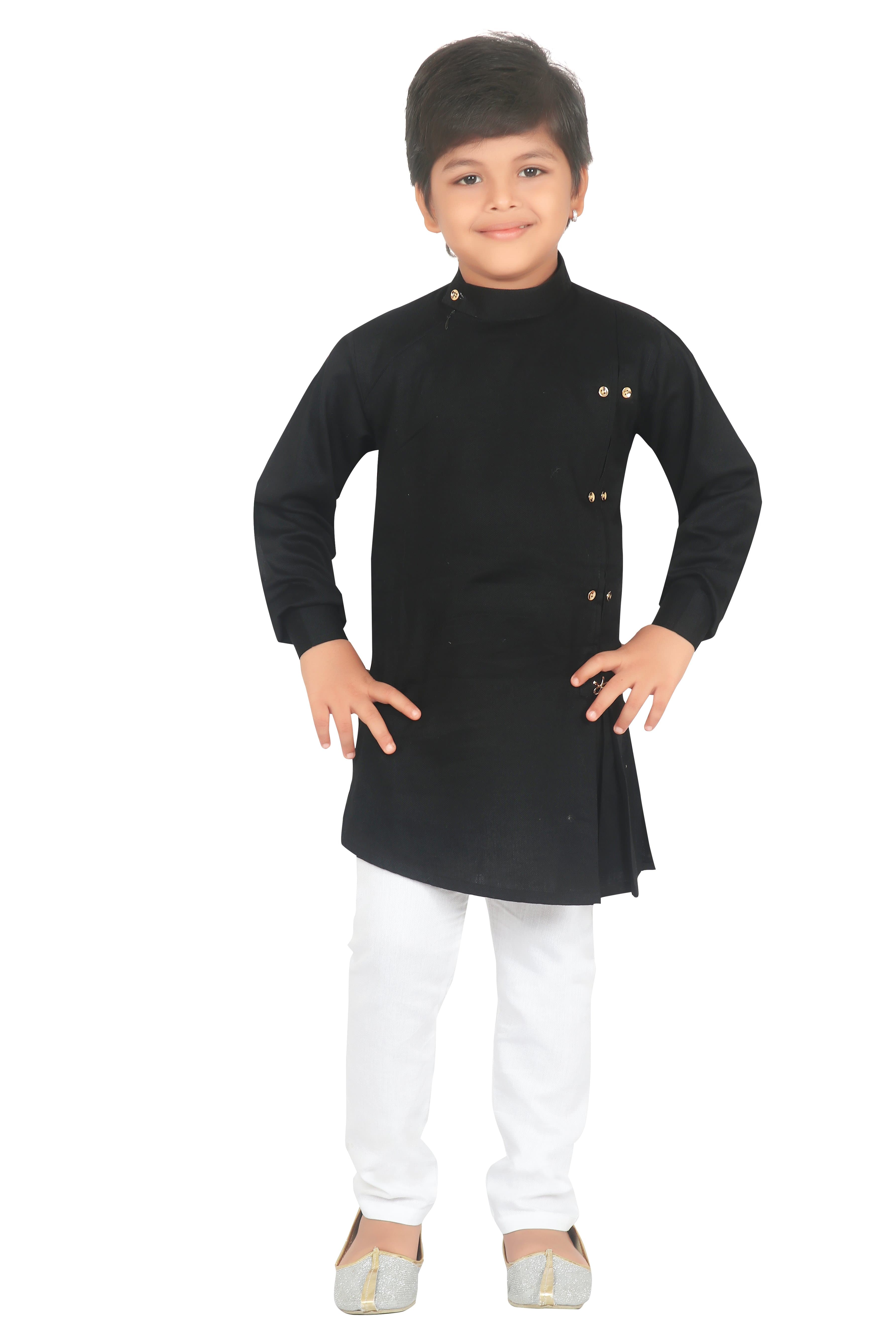 Ahhaaaa Kids Indian Ethnic Collection Kurta and Pyjama Set for Boys Black